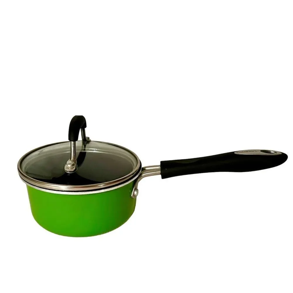 Green Cuisinart 1qt Stainless Steel Saucepan w Cover Lid #M5519-14AG Clean Retro